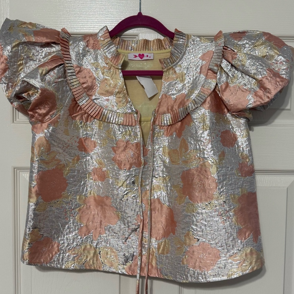 Buddy Love Metallic Gold and Silver Jacquard Top